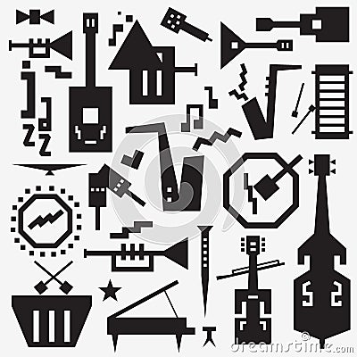 Music instruments doodles Vector Illustration