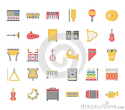 Music Instruments , Pixel Perfect Icons Stock Photo