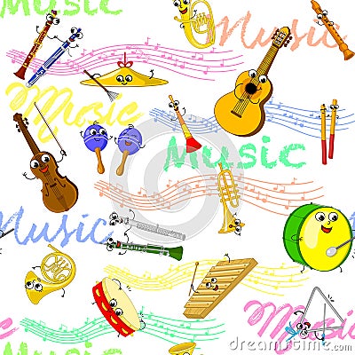 Music instruments seamless wallpaper Stock Photo