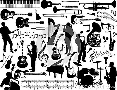 Music items collection Vector Illustration