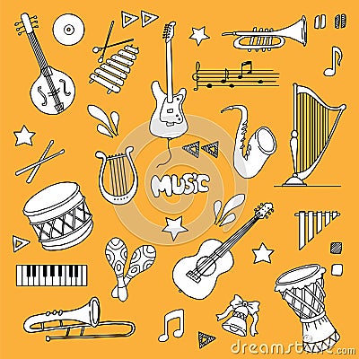Music items set Vector Illustration