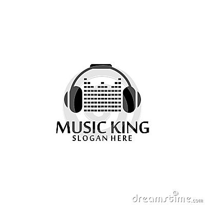 music king headphone dj vector logo design Vector Illustration