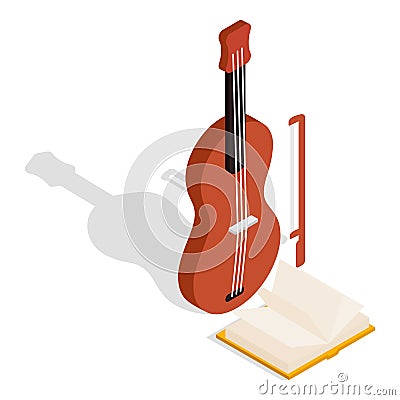 Music lesson icon, isometric style Vector Illustration