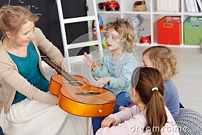 Music lesson with kids Stock Photo