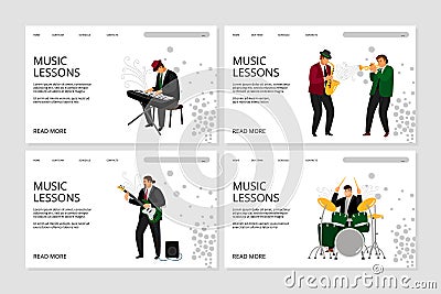 Music lesson landing page Vector Illustration