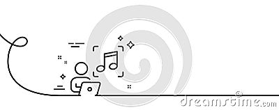 Music line icon. Studio record sign. Continuous line with curl. Vector Stock Photo
