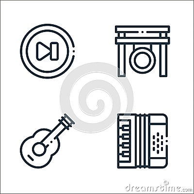 music line icons. linear set. quality vector line set such as accordion, guitar, gong Vector Illustration