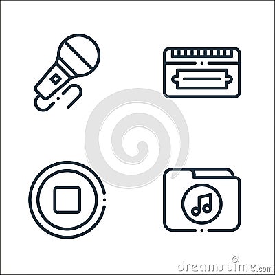 music line icons. linear set. quality vector line set such as music folder, stop, harmonica Vector Illustration