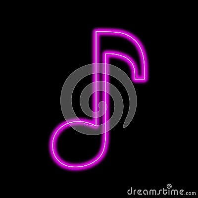 Quaver symbol pink neon musical icon on black background Stock Photo