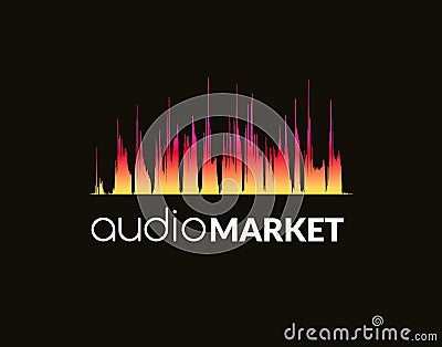 Music Logo concept sound wave, studio, music, DJ, audio system, store, party. Brand, branding, company, corporate Vector Illustration