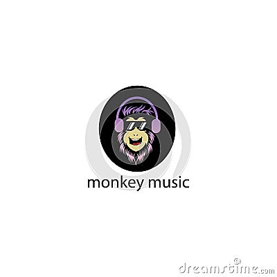 Music logo creative illustration monkey footage design color vector Vector Illustration