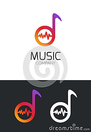 Music logo design concept. Business creative icon for musical company. Sound audio brand for mobile app or studio. Music player Vector Illustration