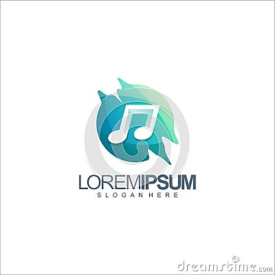 Music logo design vector illustration Cartoon Illustration