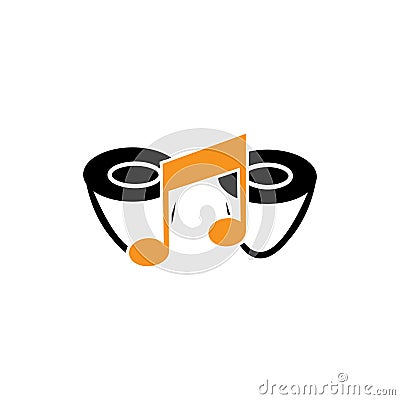 Music logo illustration drum and note vector design Vector Illustration