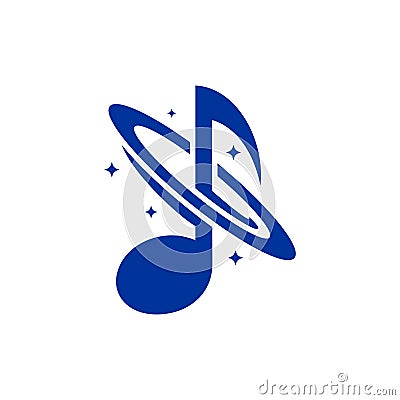 Music logo illustration of planet lines, Planet Music Logo Template Design Vector Illustration
