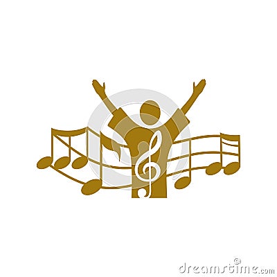 Music logo. The person is singing. Notes Vector Illustration