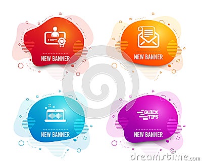 Music making, Certificate and Mail newsletter icons. Education sign. Dj app, Best employee, Open e-mail. Vector Vector Illustration