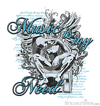 Music is my need Vector Illustration