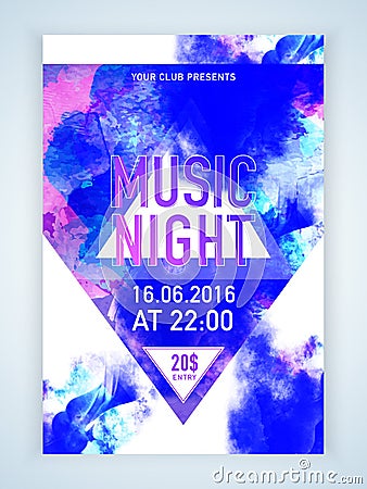 Music Night flyer, template or banner design. Stock Photo