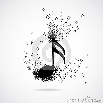 Music note with burst effect Vector Illustration