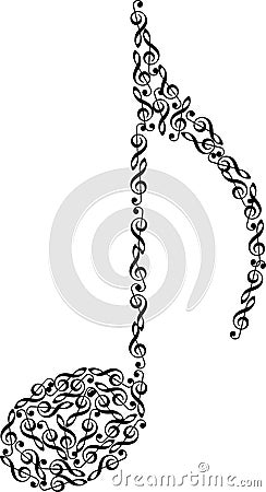 Music note from clefs Vector Illustration