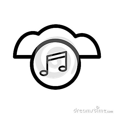 Music note cloud sound silhouette icon. Isolated and line illustration. Vector graphic Vector Illustration