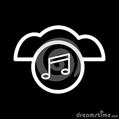 Music note cloud sound silhouette icon. Isolated and line illustration. Vector graphic Vector Illustration