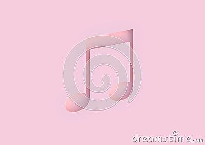 Music note 3d icon on pastel pink background Cartoon Illustration