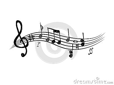 Music note design element in doodle style. Vector Illustration