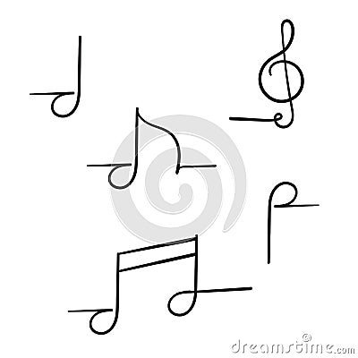 Music note doodle handdrawn cartoon Vector Illustration