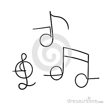 Music note doodle handdrawn cartoon Vector Illustration