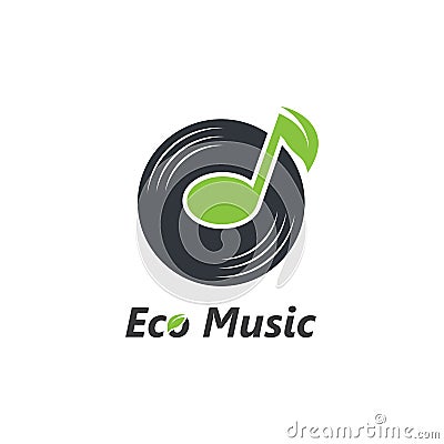 music note eco leave vector illustration icon Vector Illustration