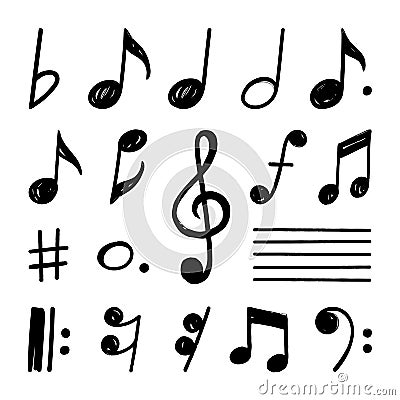 Music note hand draw set concept eps 10 Vector Illustration