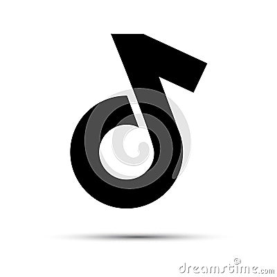 Music note. Icon Flat. Logo or emblem for musical dance social media application. Vector illustration Cartoon Illustration
