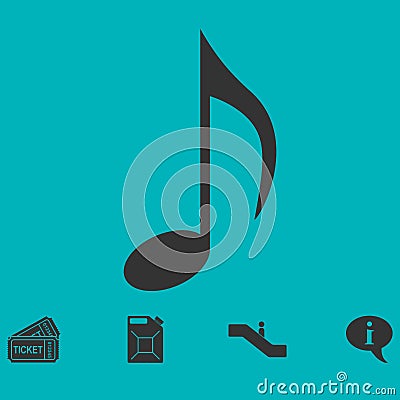 Music note icon flat Vector Illustration