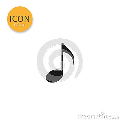 Music note icon isolated flat style. Vector Illustration