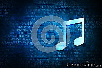 Music note icon abstract blue background illustration design Cartoon Illustration