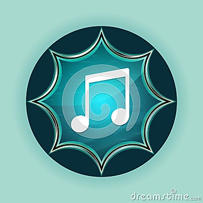 Music note icon magical glassy sunburst blue button sky blue background Stock Photo