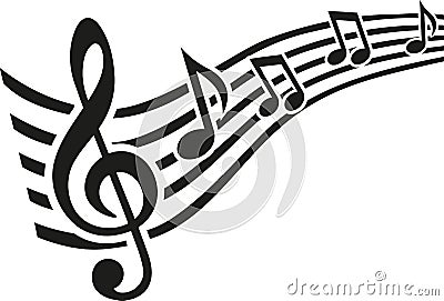 Music note line swirl Vector Illustration