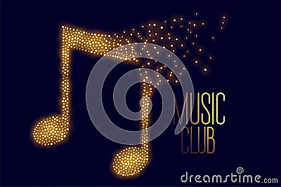 Music note made with golden particle background Vector Illustration