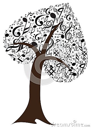 Music note with music tree Vector Illustration