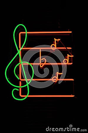 Music Note Neon Sign Stock Photo