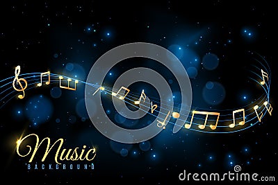 Music note poster. Musical background, musical notes swirling. Jazz album, classical symphony concert announcement Vector Illustration