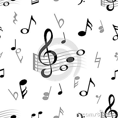 Music note seamless. Abstract musical note treble clef harmony stave classical music choir jazz vector vintage pattern Vector Illustration