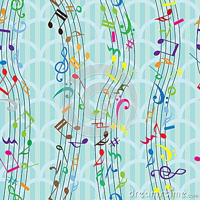 Music note seamless pattern half circle Vector Illustration