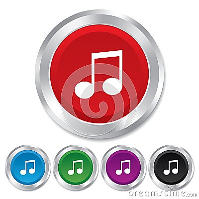 Music note sign icon. Musical symbol. Vector Illustration