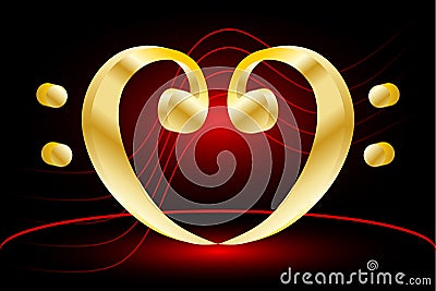 Music note stave and heart bass clef Vector Illustration