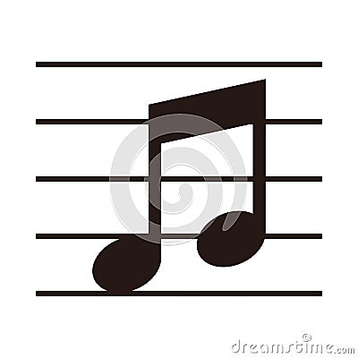 Music note on stave Vector Illustration