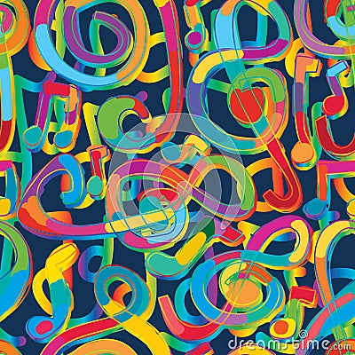Music note style dance rainbow seamless pattern Vector Illustration
