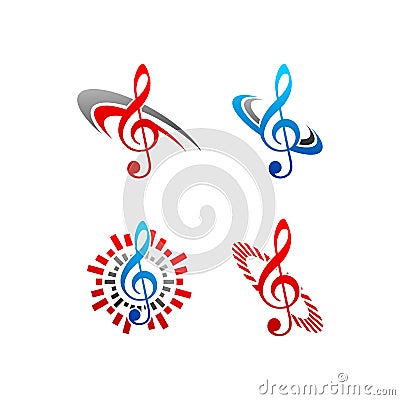 Music note vector logo Vector Illustration